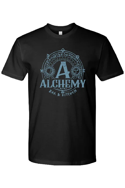 Men's long - sleeve henley t - shirts with button - down placketsStaff Uniform - Alchemy Blue Logo Unisex Cotton T-Shirt