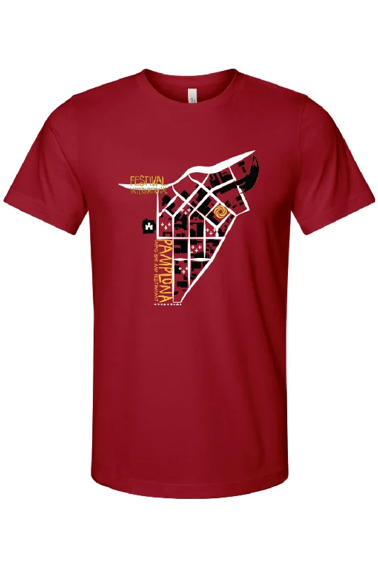 Men's button - front t - shirts with a unique artistic printPamplona Festival 2019 Cotton T-Shirt - Unisex