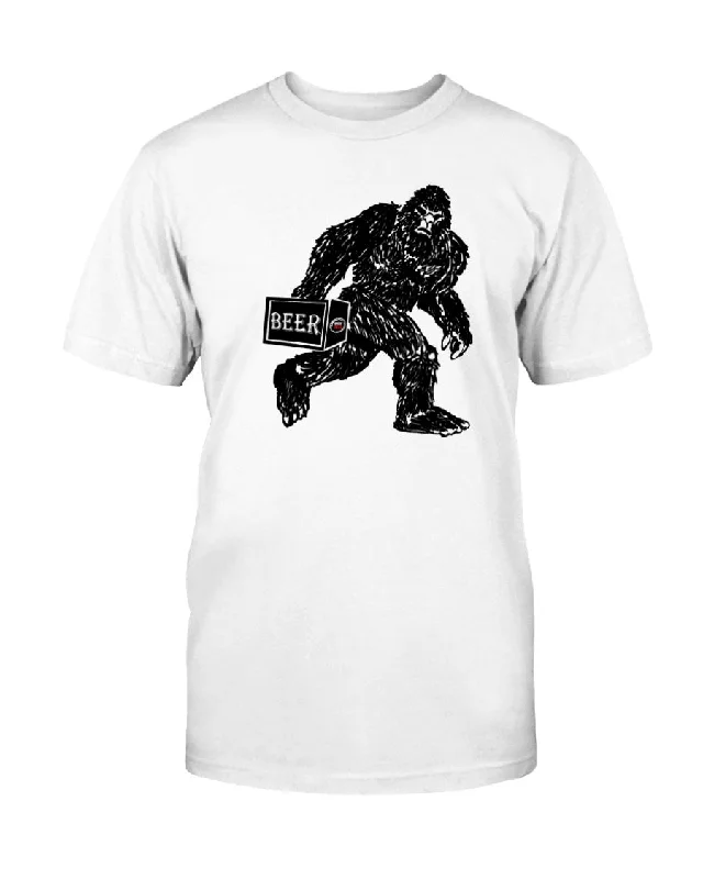 Men's short - sleeve linen t - shirts for summer beach outingsBig Foot Beer T-Shirt