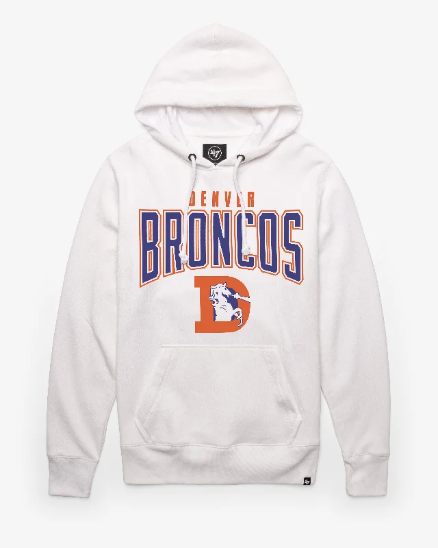 Hooded men sweatshirt with a drawstring closure DENVER BRONCOS HISTORIC TEAM ELEMENTS ARCH '47  HEADLINE HOOD