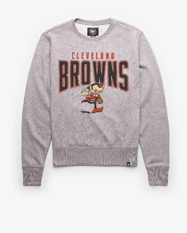 Hooded men sweatshirt with a drawstring closure CLEVELAND BROWNS HISTORIC TEAM ELEMENTS ARCH '47 HEADLINE CREW