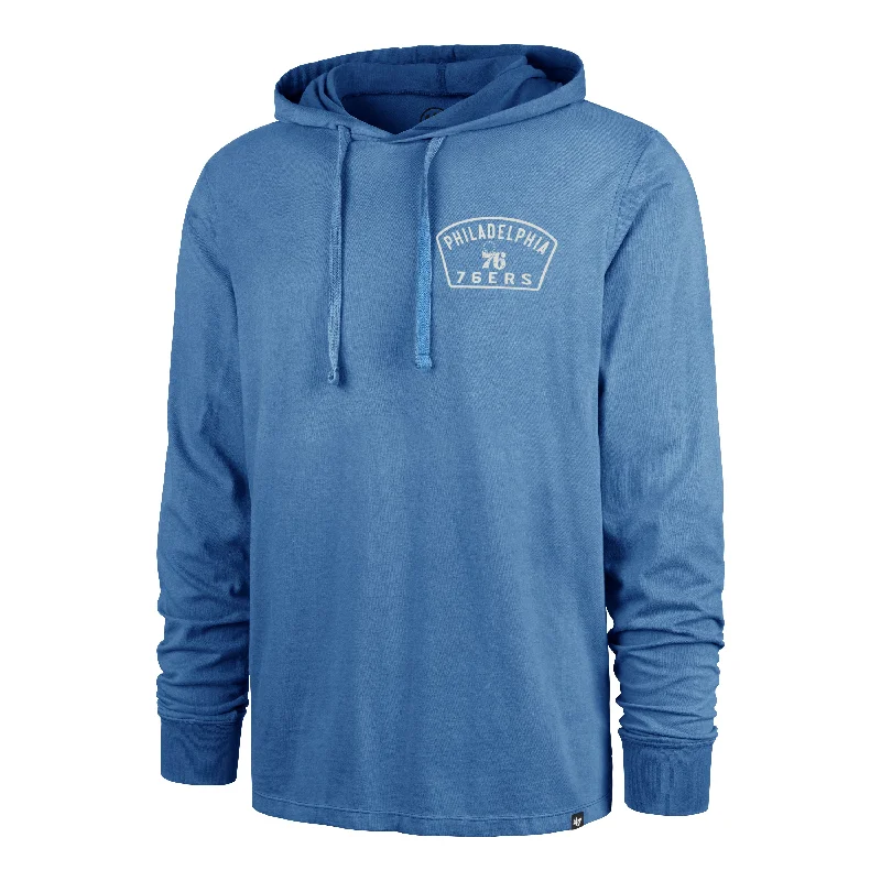 Men sweatshirt with a high - neck for added style PHILADELPHIA 76ERS DUSTED OVERHAND '47 RIVER JERSEY HOOD