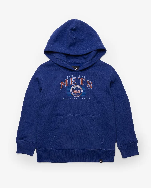 Men sweatshirt with a high - neck for added style NEW YORK METS COOPERSTOWN DOUBLE HEADER '47 HEADLINE HOOD KIDS