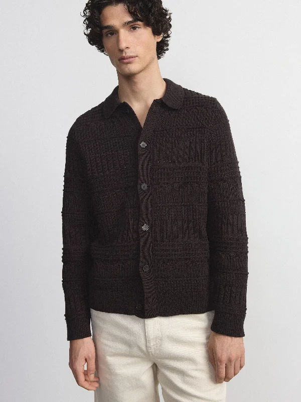 The Openwork Knit Overshirt in Dark Chocolate