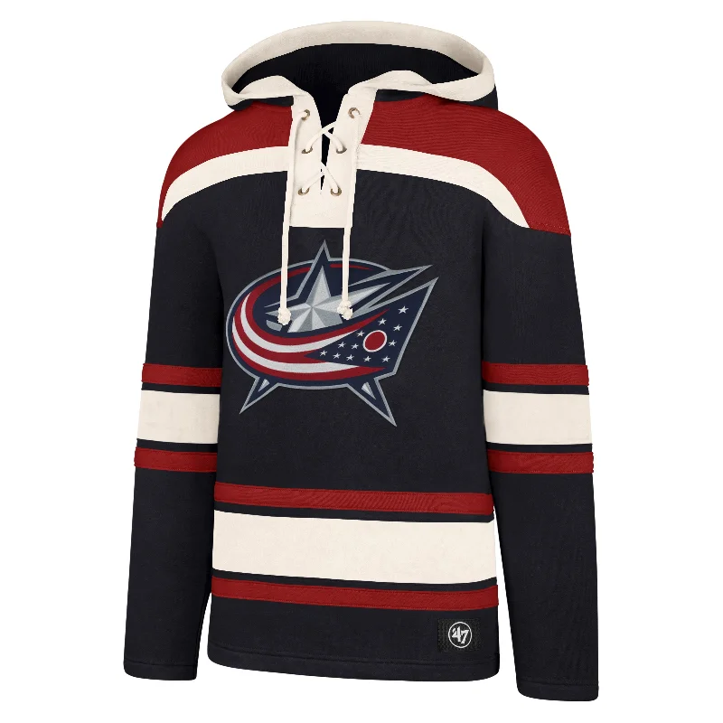 Men sweatshirt for outdoor adventures like hiking COLUMBUS BLUE JACKETS SUPERIOR '47 LACER HOOD
