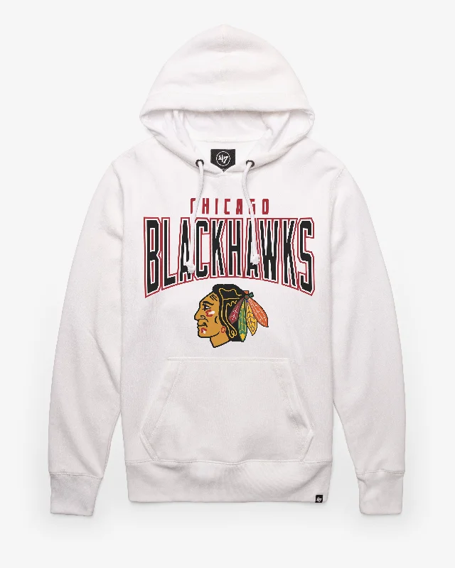 Solid - color men sweatshirt in classic navy blue CHICAGO BLACKHAWKS TEAM ELEMENTS ARCH '47 HEADLINE HOOD