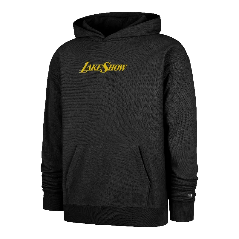 Organic cotton men sweatshirt for eco - conscious buyers LOS ANGELES LAKERS CITY EDITION DOUBLE CROSSOVER '47 FOUNDATION HOOD