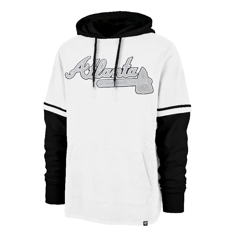 Plus - size men sweatshirt for a comfortable and stylish fit ATLANTA BRAVES FLASHBACK SHORTSTOP '47 PULLOVER HOOD