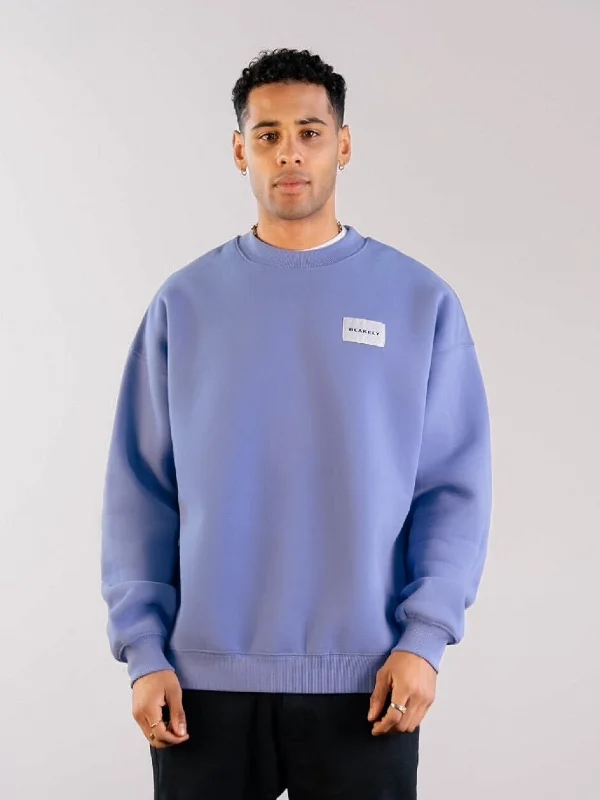 Label Relaxed Sweater - Lilac Blue