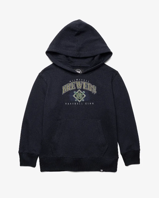 Men sweatshirt for outdoor adventures like hiking MILWAUKEE BREWERS COOPERSTOWN DOUBLE HEADER '47 HEADLINE HOOD KIDS