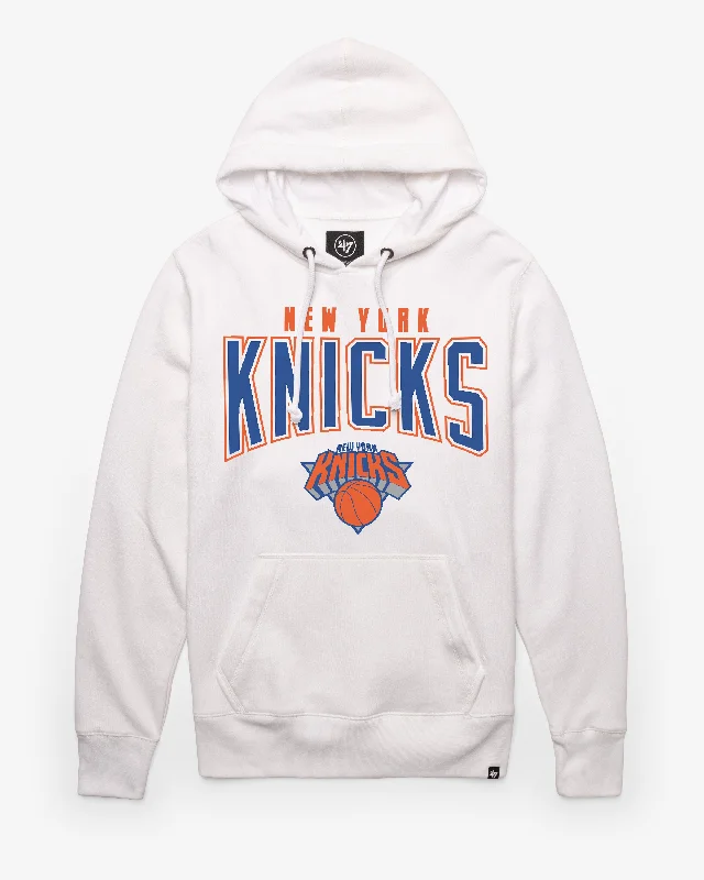 Solid - color men sweatshirt in classic navy blue NEW YORK KNICKS TEAM ELEMENTS ARCH '47 HEADLINE HOOD