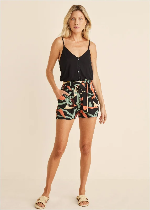 Contrast Top Romper - Black Multi