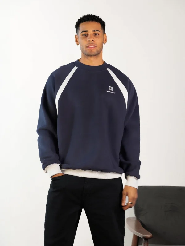 Classic Panel Relaxed Sweater - True Navy