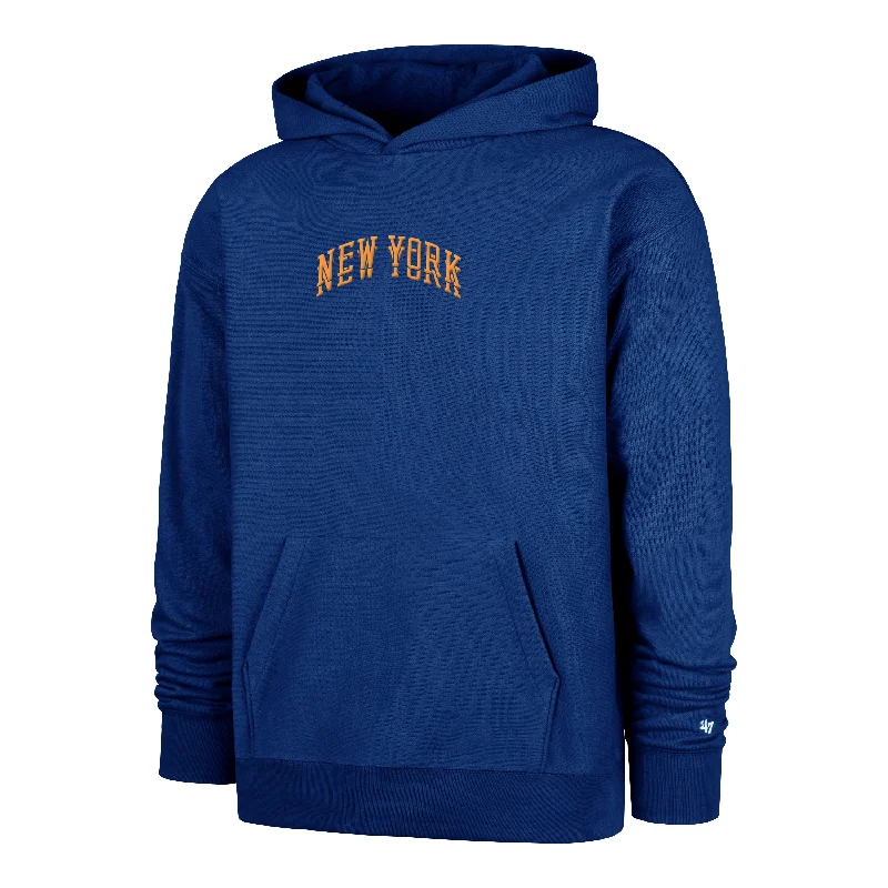 Men sweatshirt for outdoor adventures like hiking NEW YORK KNICKS CITY EDITION DOUBLE CROSSOVER '47 FOUNDATION HOOD