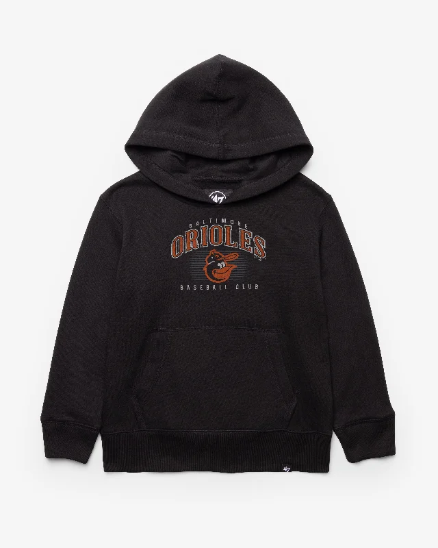 Zip - up men sweatshirt for easy on - and - off BALTIMORE ORIOLES COOPERSTOWN DOUBLE HEADER '47 HEADLINE HOOD KIDS