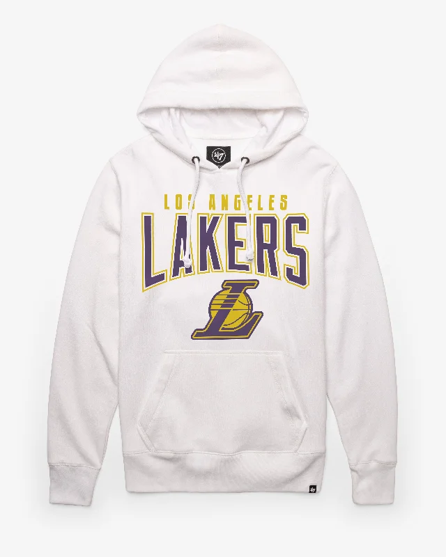 Slim - fit men sweatshirt to show off your physique LOS ANGELES LAKERS TEAM ELEMENTS ARCH '47 HEADLINE HOOD