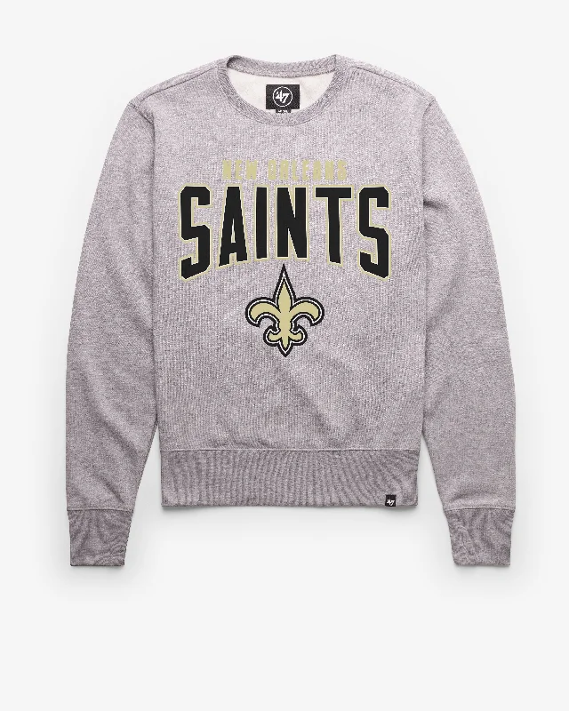 Zip - up men sweatshirt for easy on - and - off NEW ORLEANS SAINTS TEAM ELEMENTS ARCH '47 HEADLINE CREW