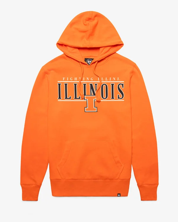 Plus - size men sweatshirt for a comfortable and stylish fit ILLINOIS FIGHTING ILLINI VINTAGE CITY LINE '47 HEADLINE HOOD