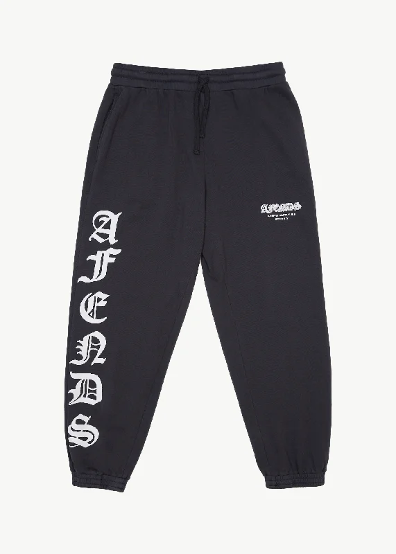 Men's camo print casual utility pants for a rugged outdoor feel AFENDS Mens Gothic - Track Pants - Charcoal