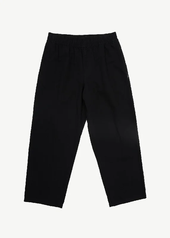 Men's button - fly casual denim work pants for durability AFENDS Mens Ninety Eights - Baggy Elastic Waist Pants - Black