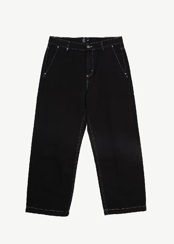 Men's patterned casual silk blend pants for a unique night - out style AFENDS Mens Pablo - Baggy Pants - Black
