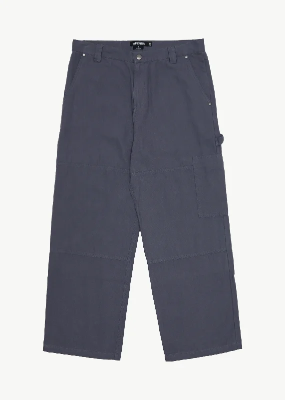 Men's button - fly casual denim work pants for durability AFENDS Mens Richmond - Canvas Carpenter Pants - Marlin