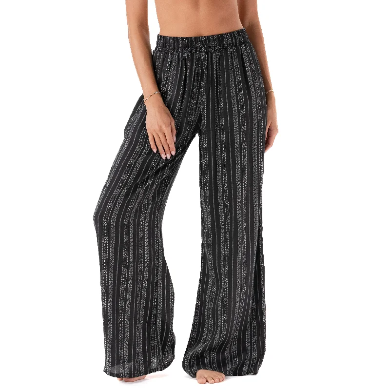 Men's distressed casual cotton pants for a laid - back bohemian style Akha Tribal Print Wide Leg Drawstring Pants