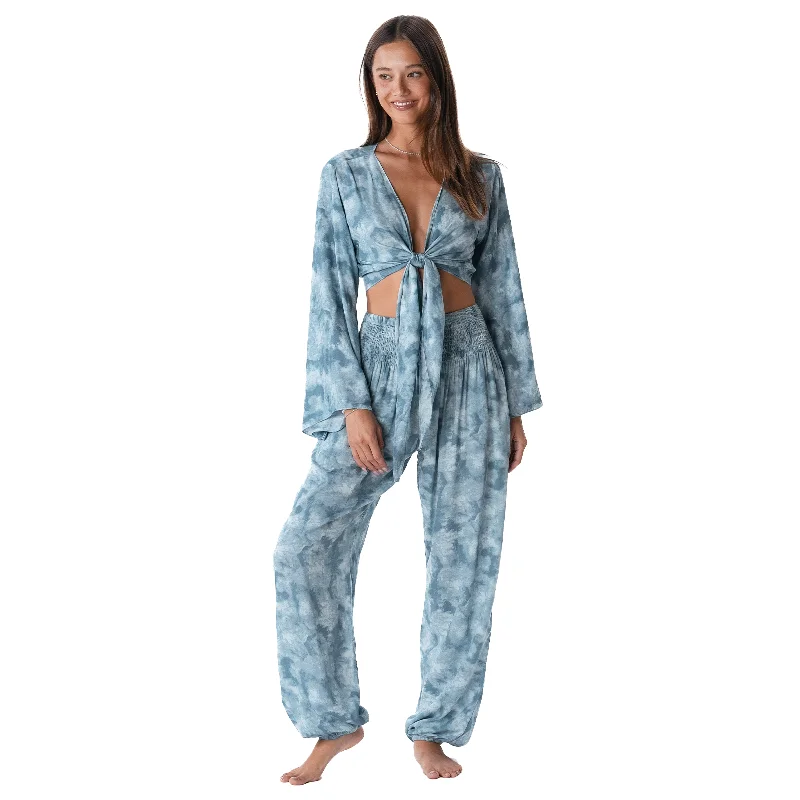 Men's wide - leg casual linen blend pants for a relaxed beachside look Biscay Bay Daydreamer Top + Harem Pants Set
