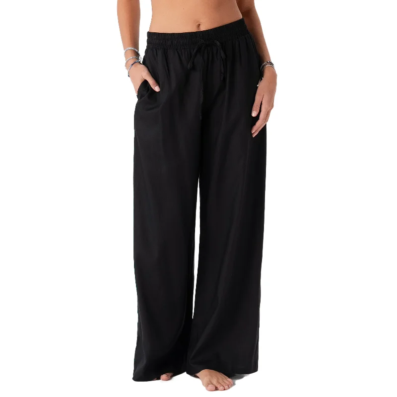 Men's stretch cotton casual cargo pants for outdoor adventures Black Wide Leg Drawstring Pants