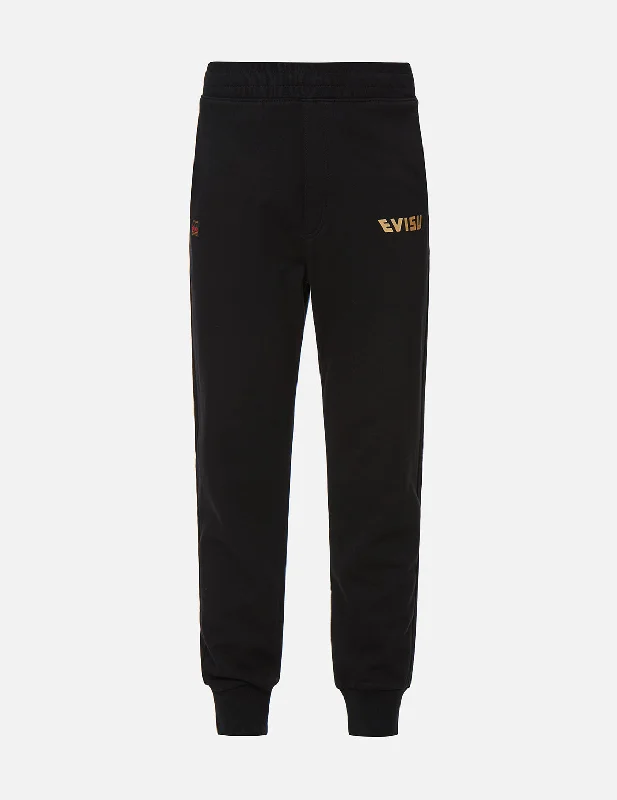 Men's ripped knee casual denim pants for a trendy street look Calligraphy Daicock Foil-print Sweatpants