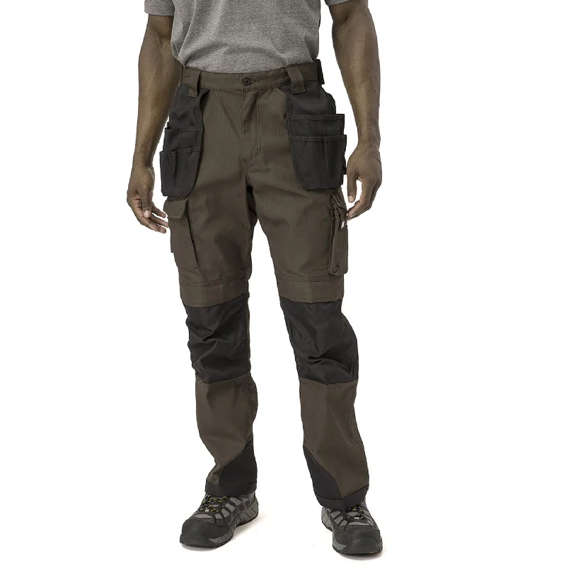 Men's wide - leg casual linen blend pants for a relaxed beachside look CAT Men's Trademark Work Pants_Dark Earth
