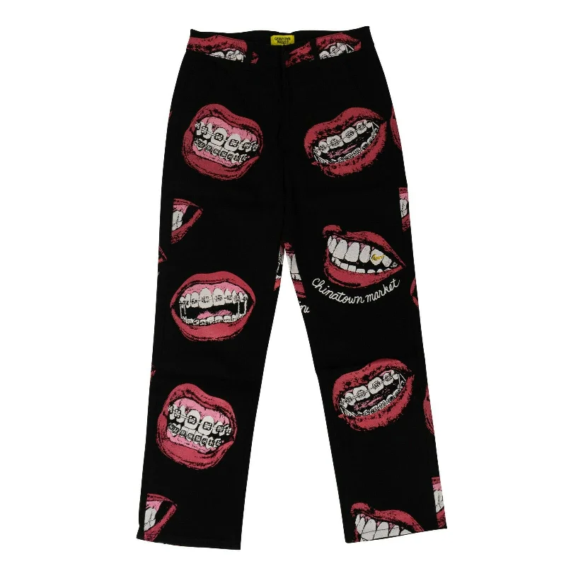 Men's zip - pocket casual canvas pants for added functionality Chinatown Market 'Brace Face' Pants - Multi