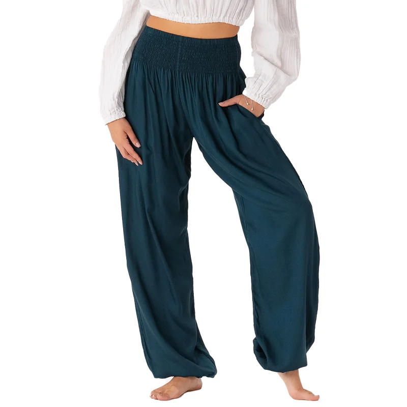 Men's side - stripe casual track pants for a sporty look Deep Teal Harem Pants