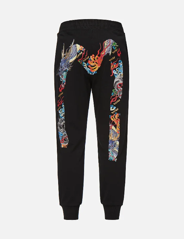Men's high - waisted casual corduroy pants for a vintage charm Dragon-embroidered Daicock Print Sweatpants