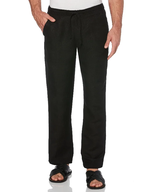 Men's cropped length casual linen pants for a breezy summer vibe Linen-Blend Drawstring Pants