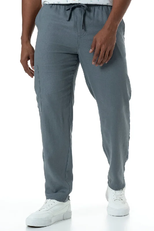 Men's elastic waistband casual lounge pants for lazy days at home Elasticated Waist Pants _ 151907 _ Charcoal