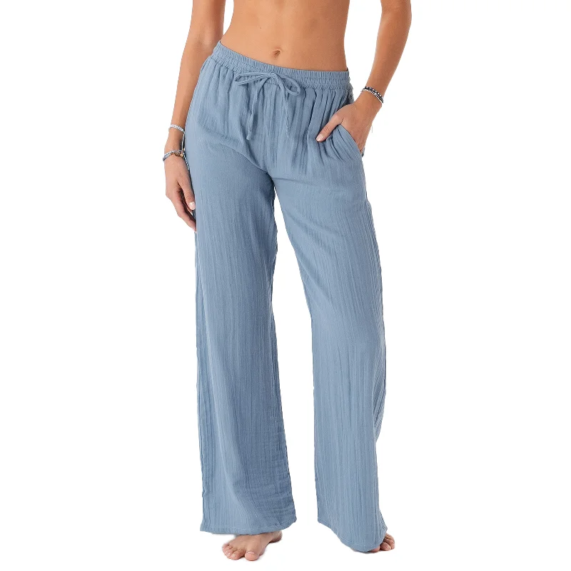 Men's button - fly casual denim work pants for durability Elemental Blue Cotton Cabana Pants