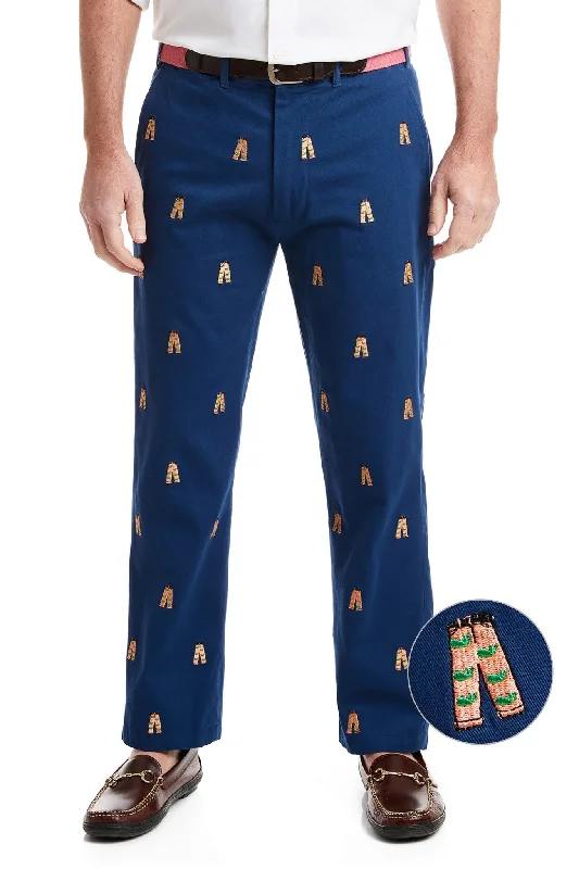 Men's patterned casual silk blend pants for a unique night - out style Harbor Pant Stretch Twill Nantucket Navy with Whale Pants