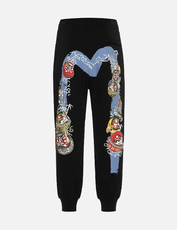 Men's camo print casual utility pants for a rugged outdoor feel Kumadori Daruma Daicock Print Regular Fit Sweatpants