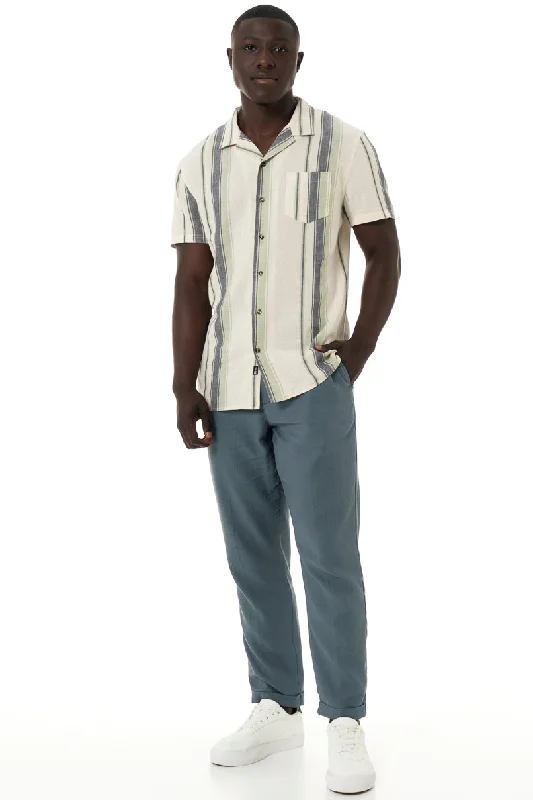 Men's ripped knee casual denim pants for a trendy street look Linen Pants _ 150354 _ Petrol