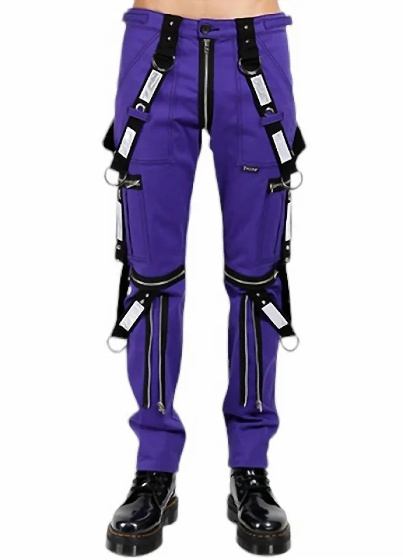 Men's ripped knee casual denim pants for a trendy street look Men's Electric Reflector Pants In Purple