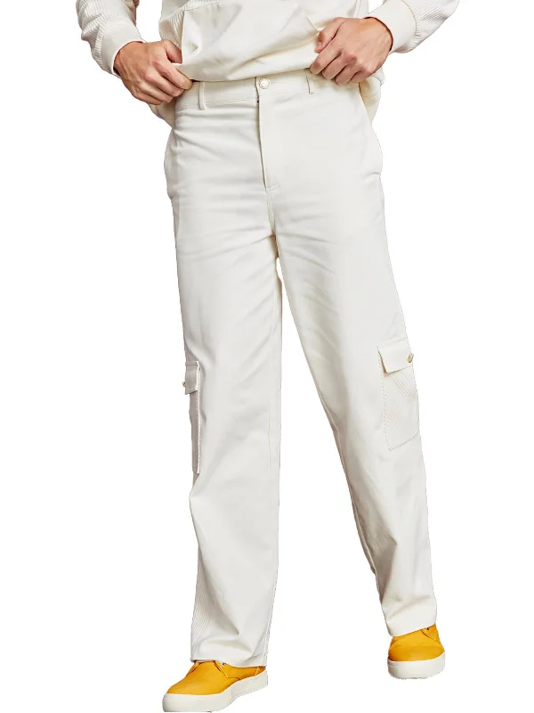 Men's high - waisted casual corduroy pants for a vintage charm Mens Mixed Media Corduroy Straight Leg Pants