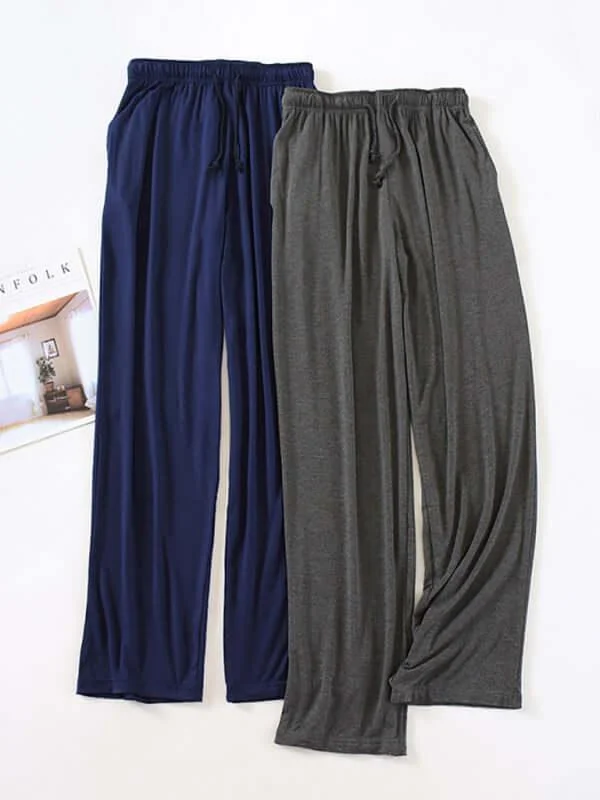 Men's tapered leg casual twill pants for a modern office look Casual Elastic Loose Men Sleepwear Pants