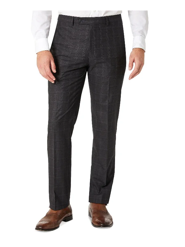 Men's elastic waistband casual lounge pants for lazy days at home Mens Plaid Suit Separate Dress Pants
