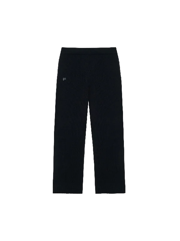 Men's cropped length casual linen pants for a breezy summer vibe Mens Recycled Cashmere Loose Track Pants—black