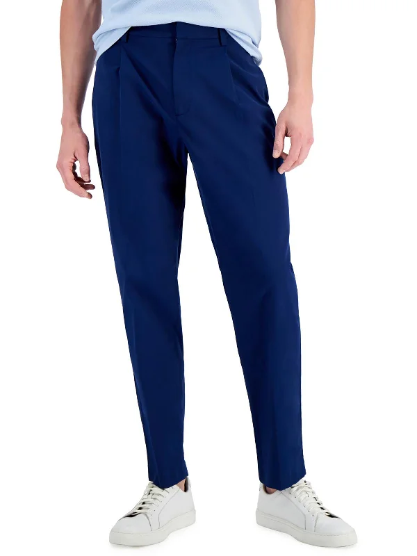 Men's zip - pocket casual canvas pants for added functionality Mens Stretch Pleated Straight Leg Pants