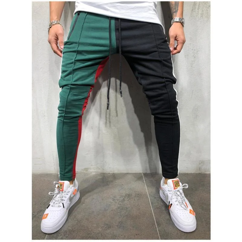 Men's plaid pattern casual wool pants for a preppy winter style Patchwork Casual Pants For Men