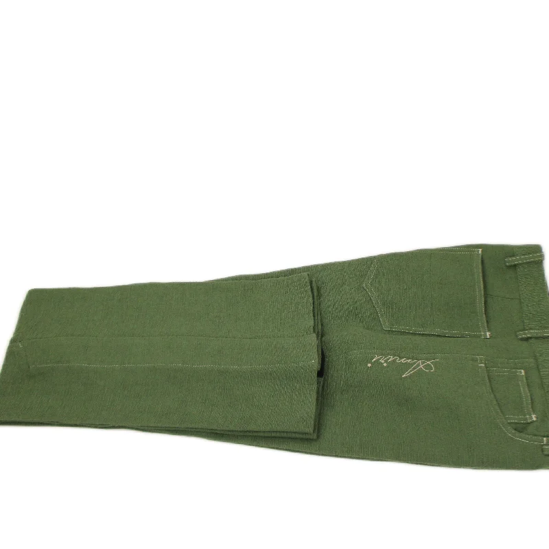 Men's elastic waistband casual lounge pants for lazy days at home SCRIPT TROUSERS Green Casual Pants