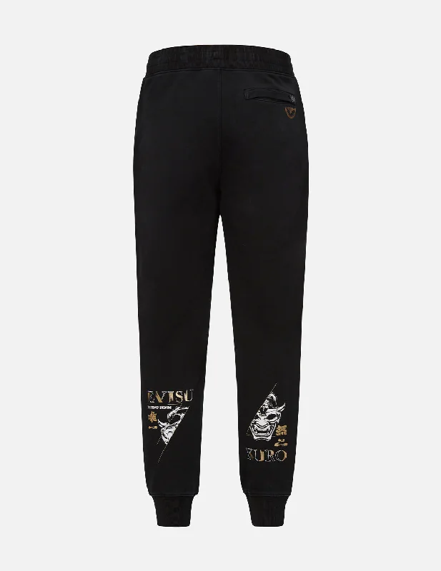 Men's patterned casual silk blend pants for a unique night - out style Slashed Hannya Skull Print Sweatpants