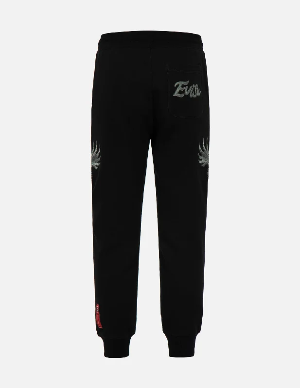 Men's zip - pocket casual canvas pants for added functionality Tone-on-tone Eagle Embroidery Sweatpants